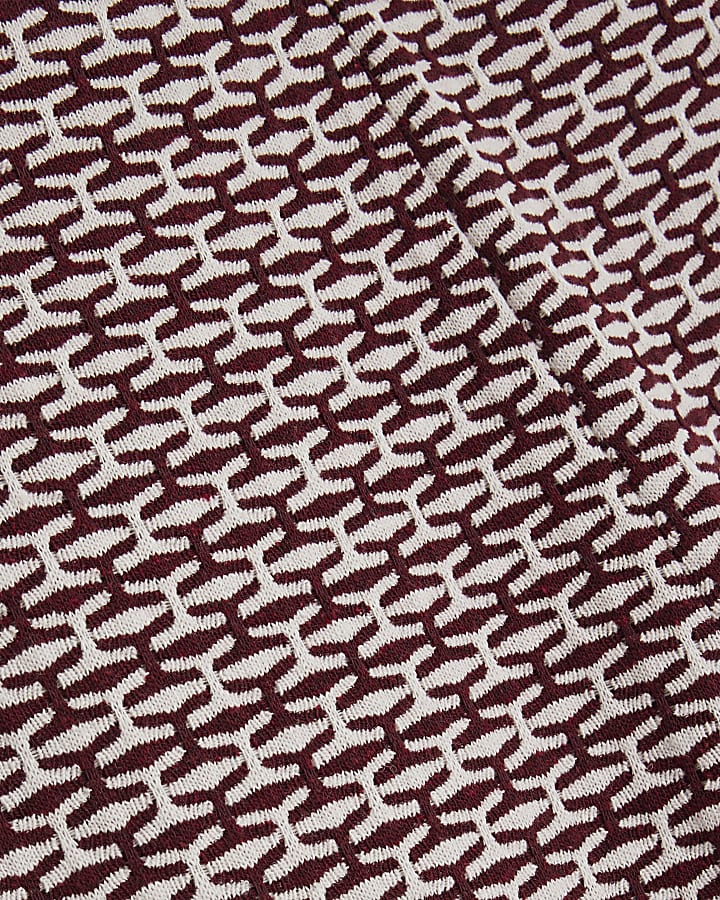 Red Geometric Print Wide Leg Trousers