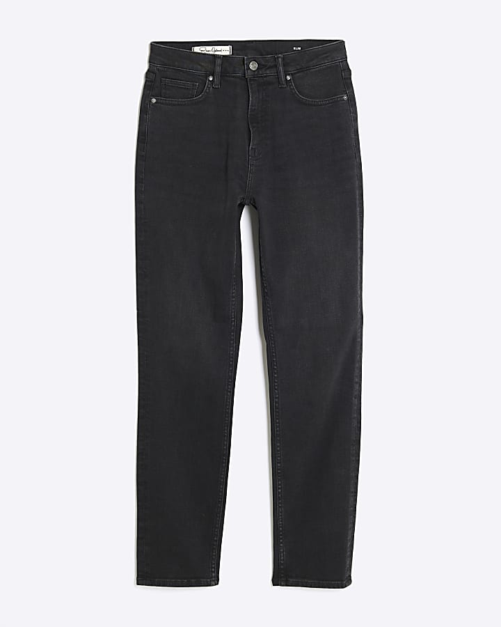 Black Slim Fit High Waisted Ankle Jeans