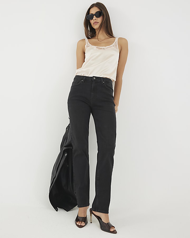 Black Slim Fit High Waisted Ankle Jeans