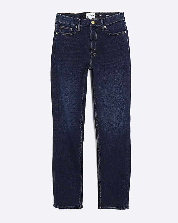 Blue High Rise Slim Fit Jeans