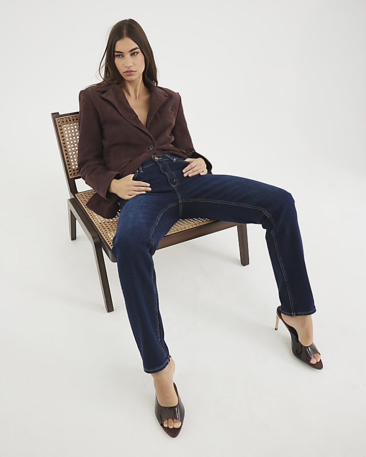 Blue High Rise Slim Fit Jeans