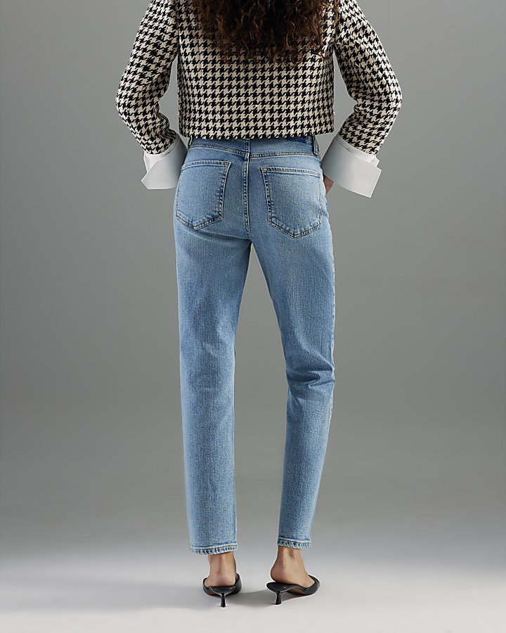 Blue High Rise Slim Fit Jeans