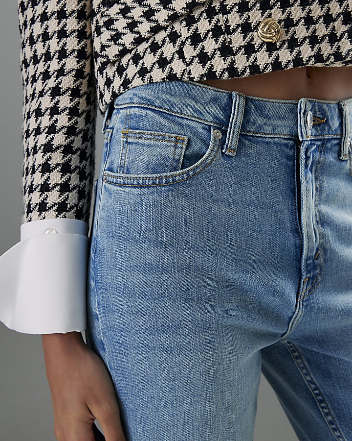 Blue High Rise Slim Fit Jeans