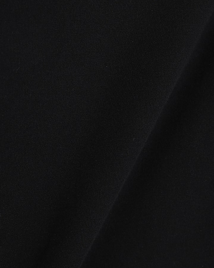 Black Ruched Side Kimono Sleeve T-shirt
