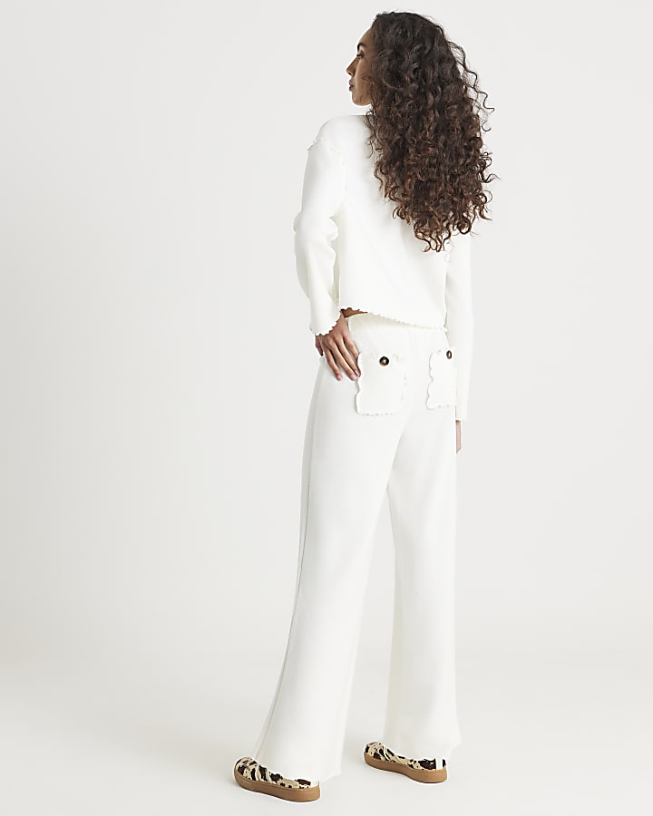 Cream Long Sleeve Top And Trousers Lounge Set