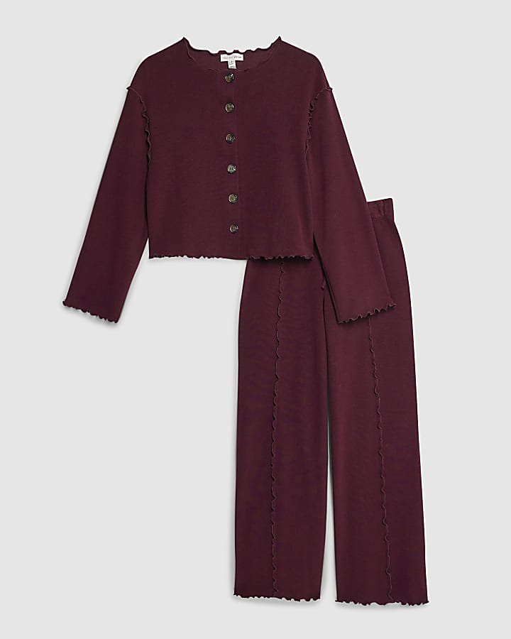 Red Long Sleeve Top And Trousers Lounge Set