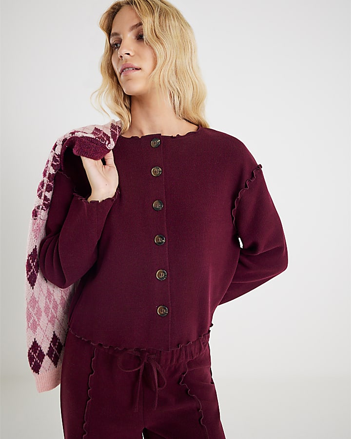 Red Long Sleeve Top And Trousers Lounge Set