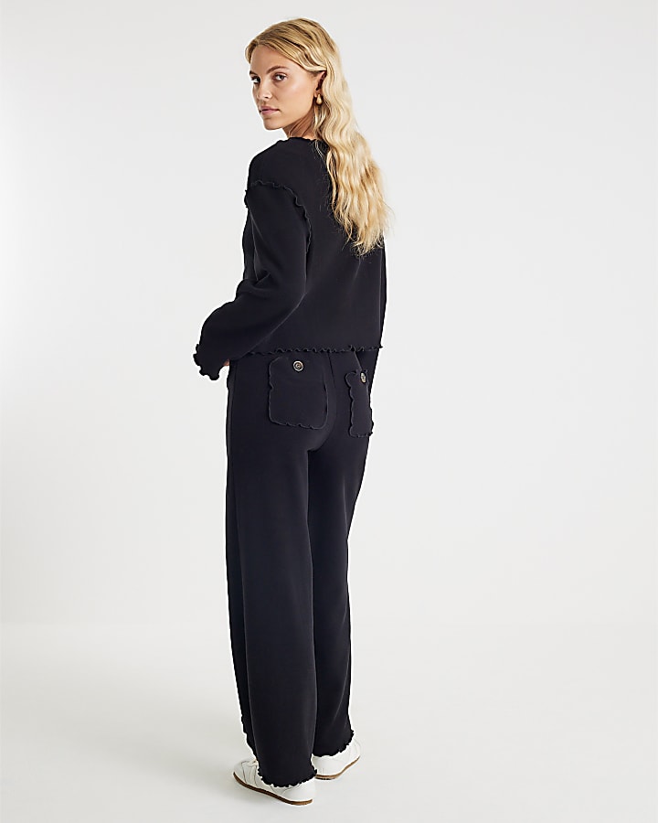 Black Long Sleeve Top And Trousers Lounge Set