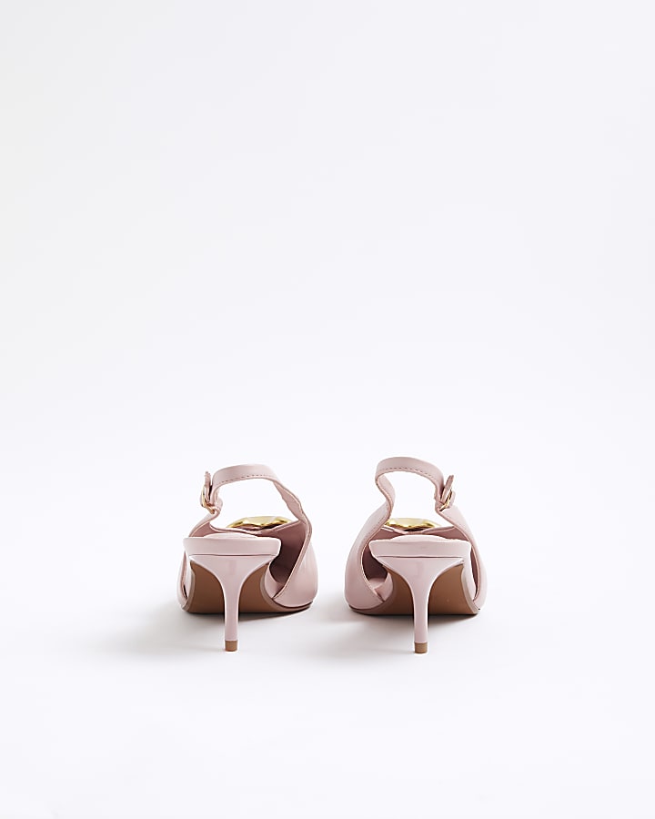 Pink Heart Detail Court Heels