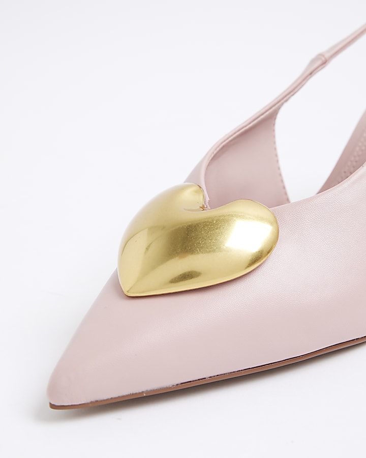 Pink Heart Detail Court Heels