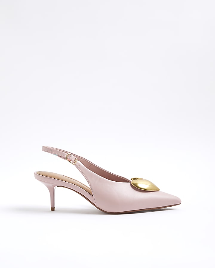 Pink Heart Detail Court Heels