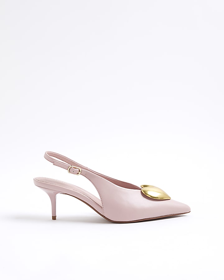 Pink Heart Detail Court Heels