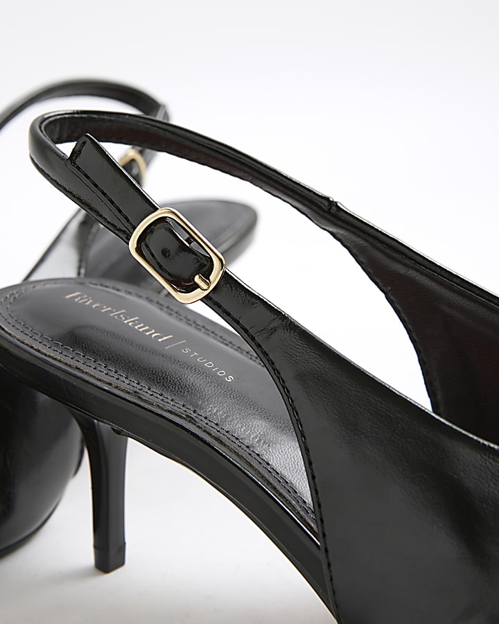Black Heart Detail Court Heels
