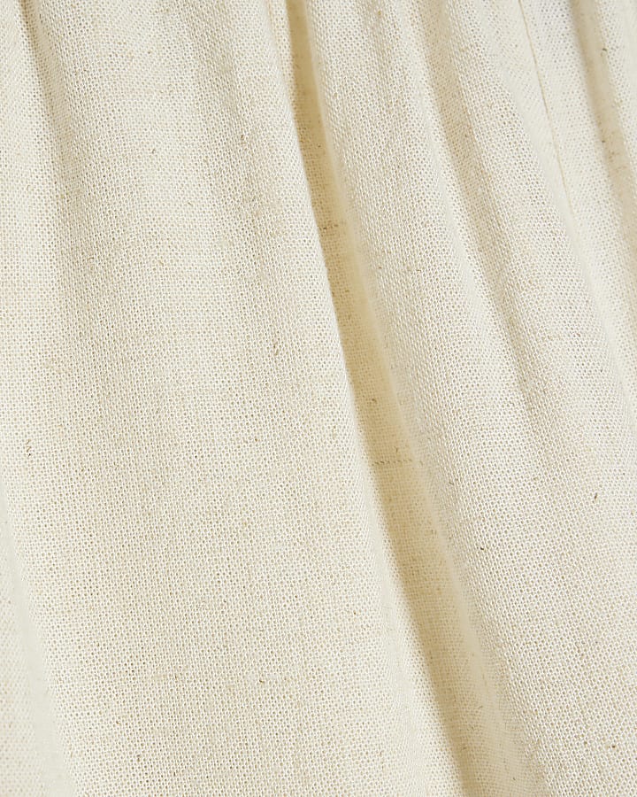 Cream Linen Blend Wide Leg Trousers