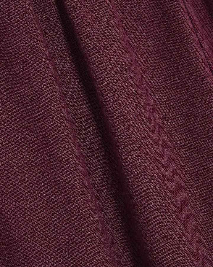 Purple Linen Blend Wide Leg Trousers