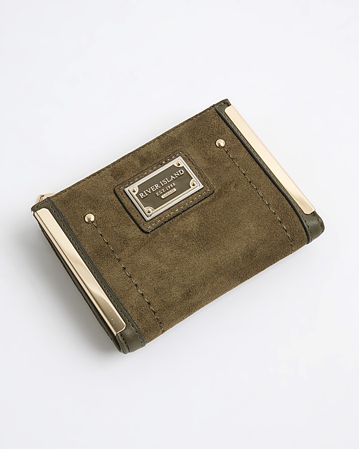 Khaki Faux suede Foldout Purse