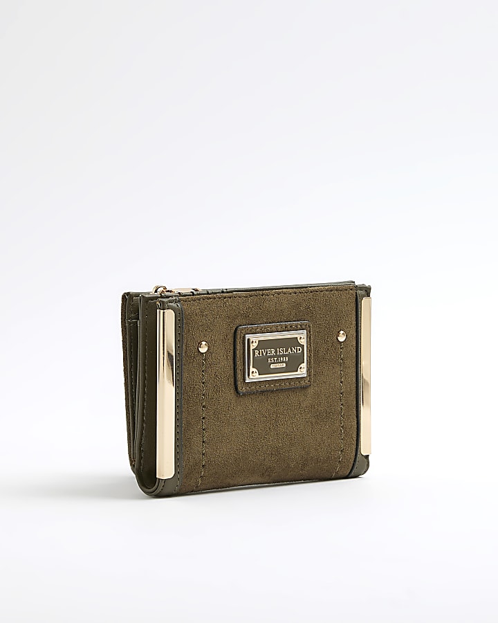Khaki Faux suede Foldout Purse