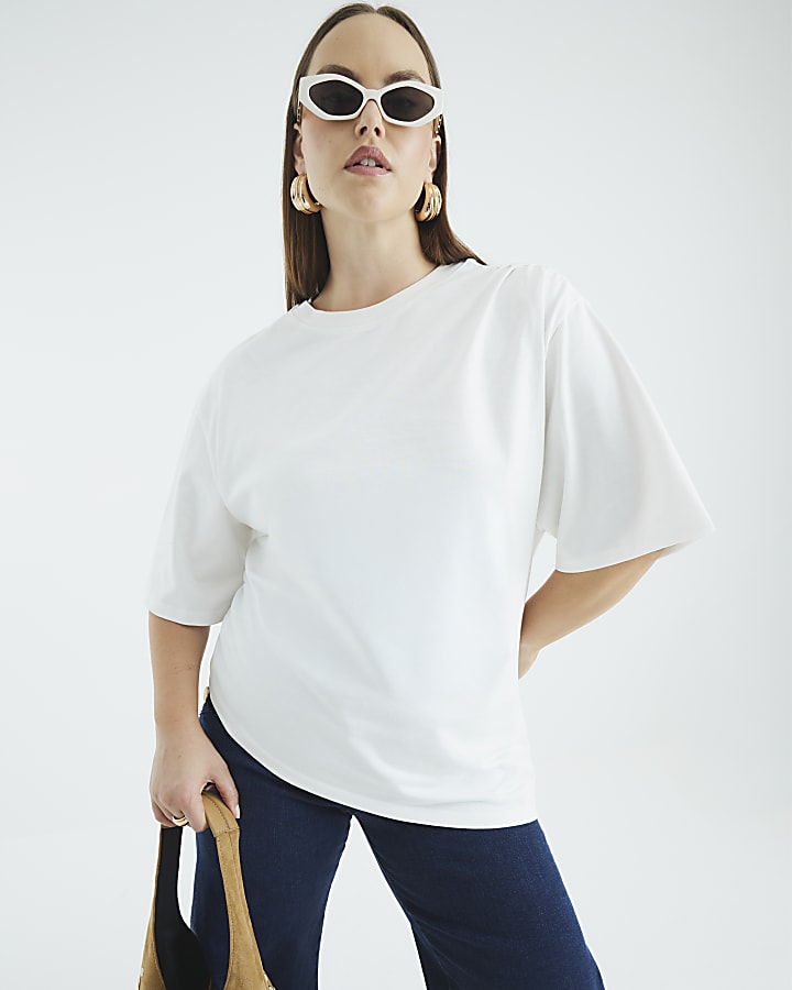 White Short Sleeve Ruched Side T-shirt