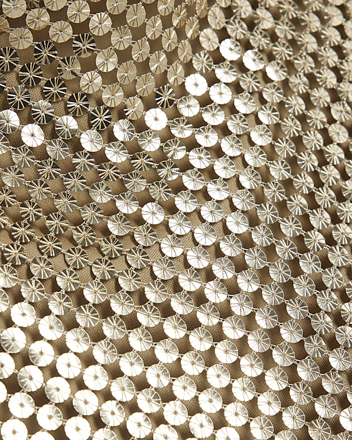 Gold Sleeveless Sequin Cowl Cami Top