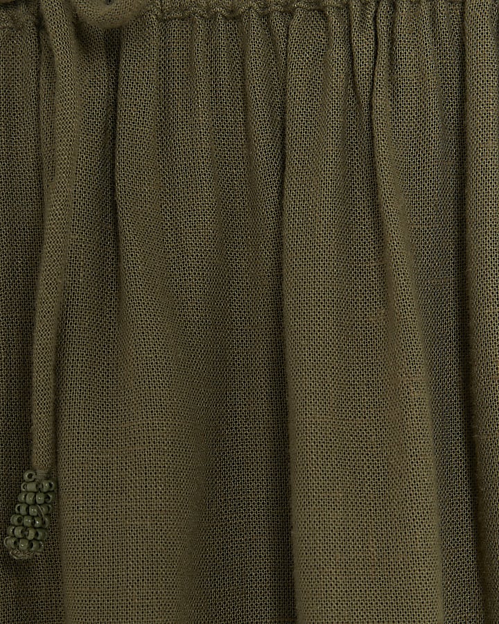 Khaki Linen Blend Shorts