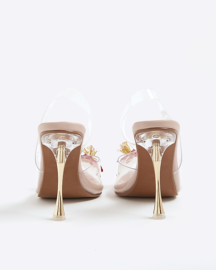 Pink Perspex Flower Court Slingback heels