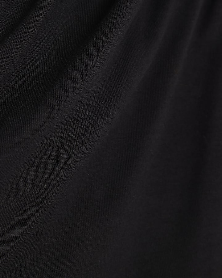 Black Sleeveless Asymmetric Ruched Tie Top