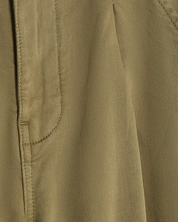 Khaki Twill Straight Leg Trousers