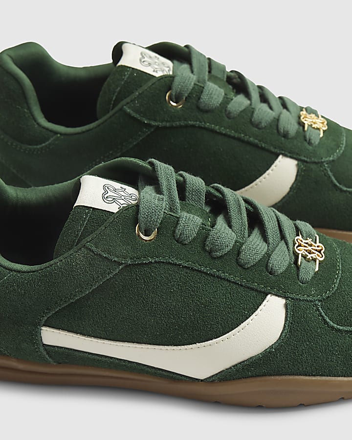 Green Lace Up Cup Sole Trainers