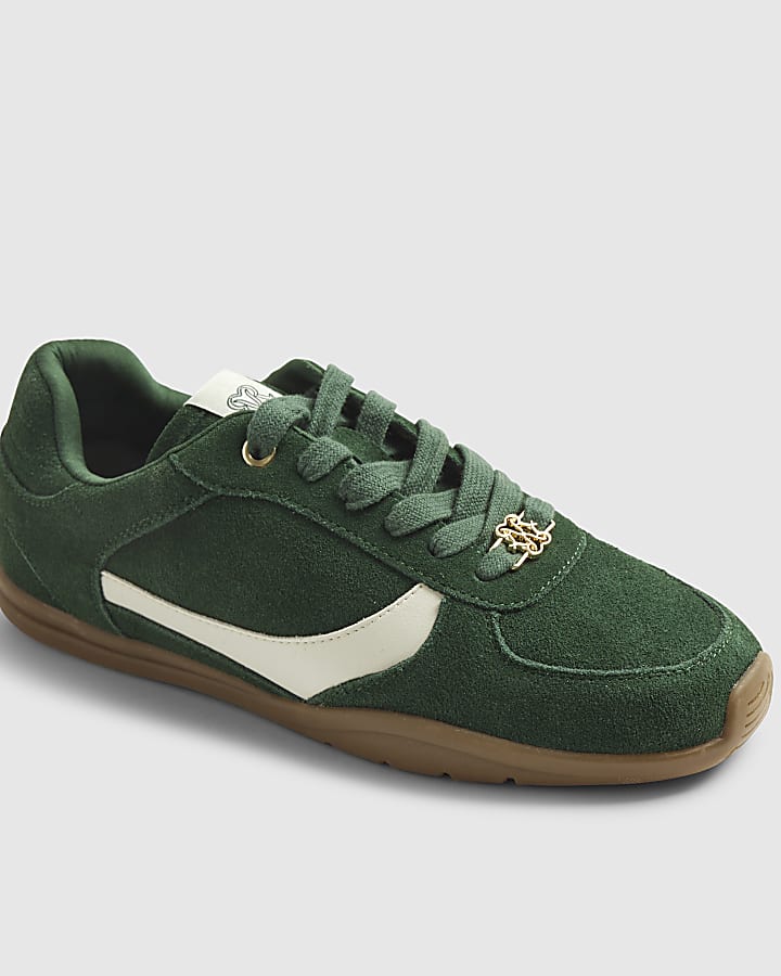Green Lace Up Cup Sole Trainers