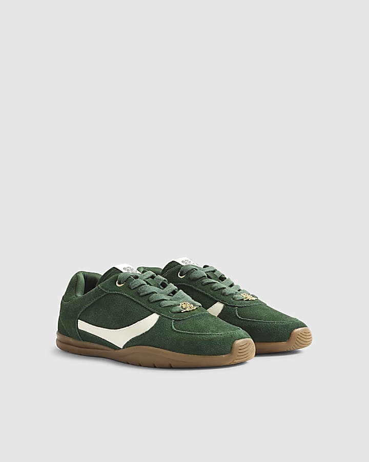 Green Lace Up Cup Sole Trainers