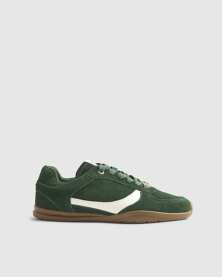 Green Lace Up Cup Sole Trainers