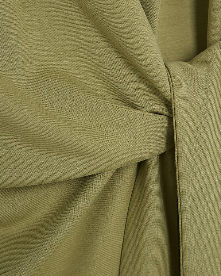 Khaki Premium Short Sleeve Side Knot T-shirt