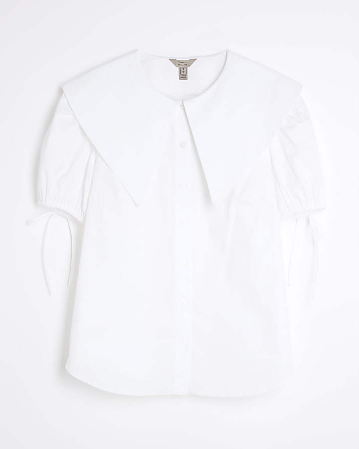 White Short Sleeve Collared Shirt