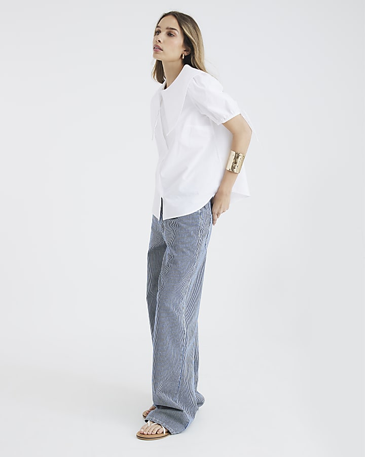 White Short Sleeve Collared Shirt