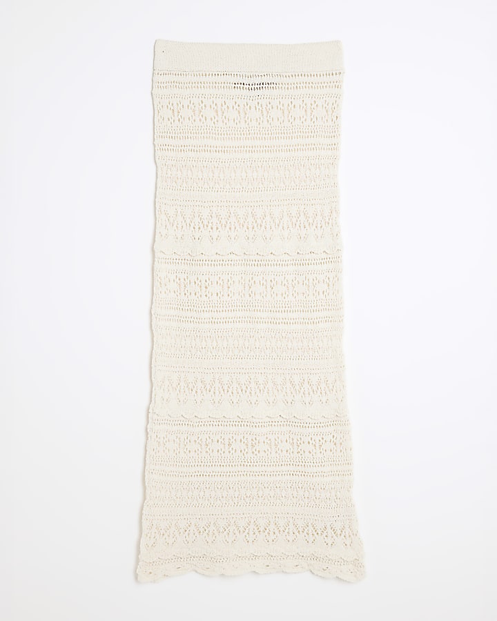 Cream Crochet Maxi Skirt