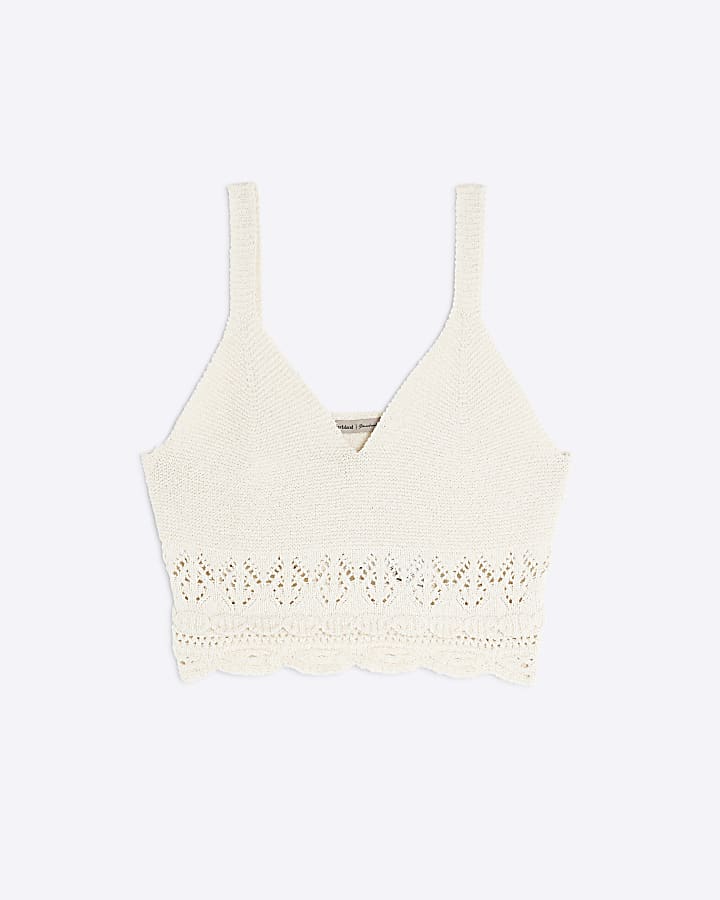 Cream Crochet Sleeveless Bralet