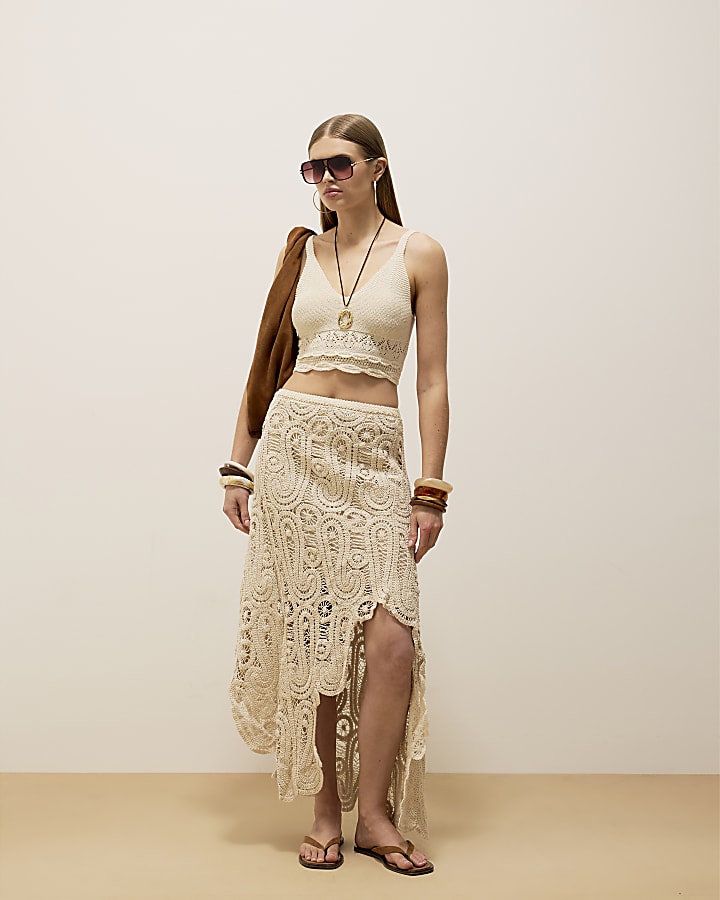 Cream Crochet Sleeveless Bralet