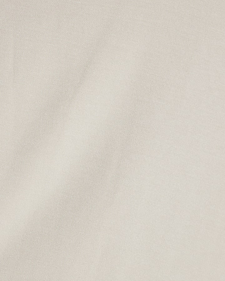 Cream Premium High neck short sleeve Top