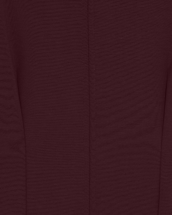Red Premium High Neck Short Sleeve Top