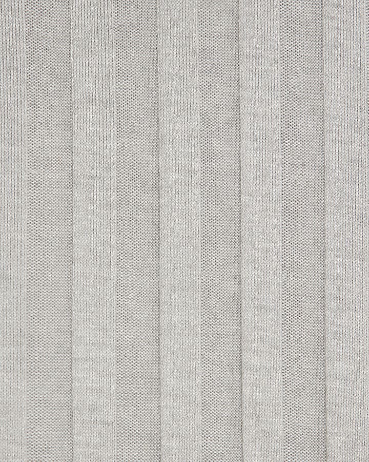 Grey Ribbed Button Detail Lounge Set