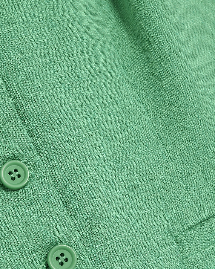 Green Linen Look Waistcoat