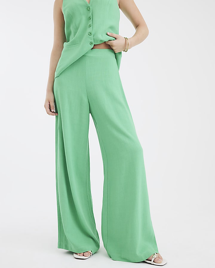 Green Linen Look Waistcoat