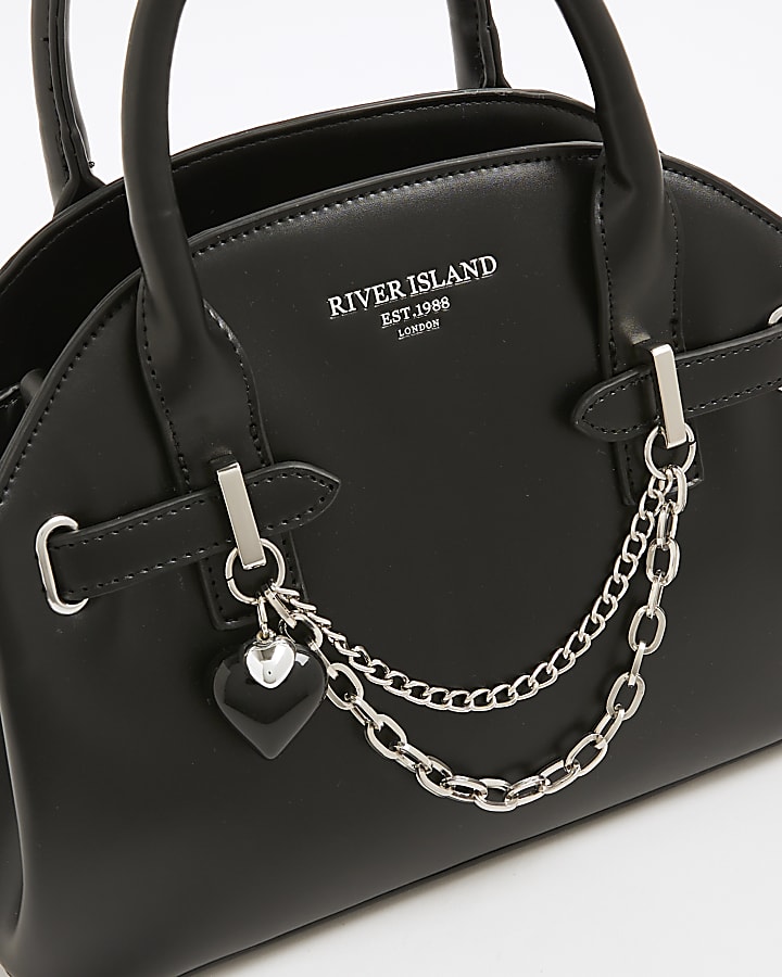 Black Curve Top Charm Tote Bag