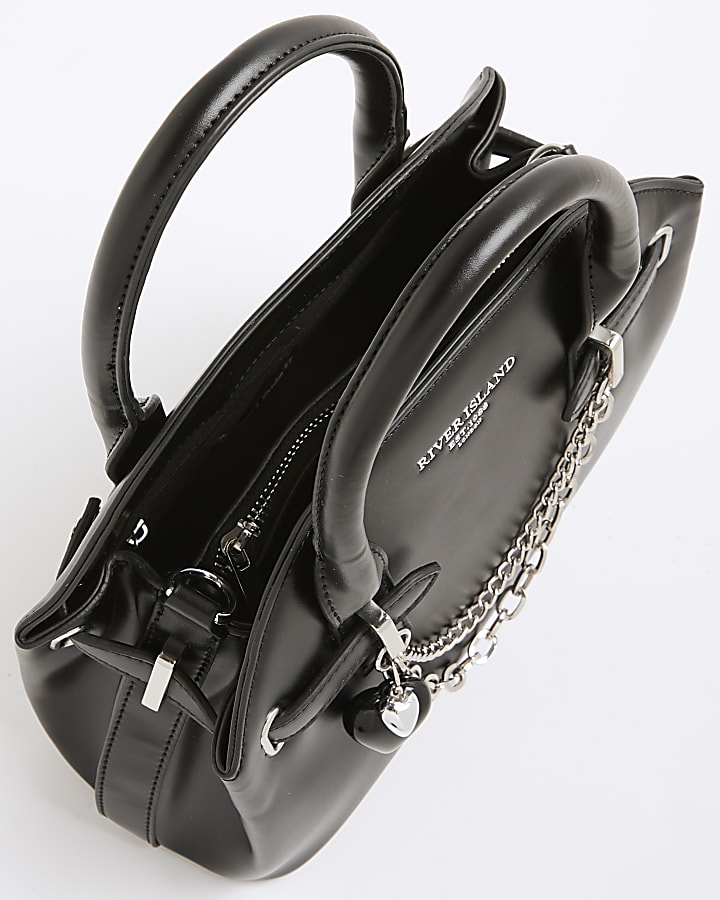 Black Curve Top Charm Tote Bag