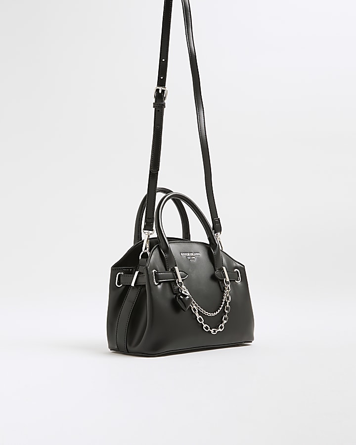 Black Curve Top Charm Tote Bag