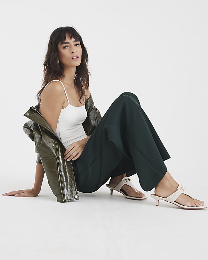 Green Wide Leg Side Striped Joggers