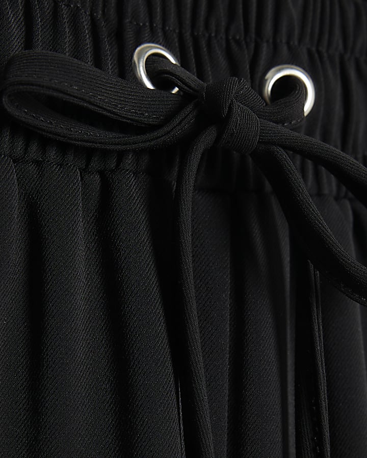 Black Wide Leg Side Striped Joggers