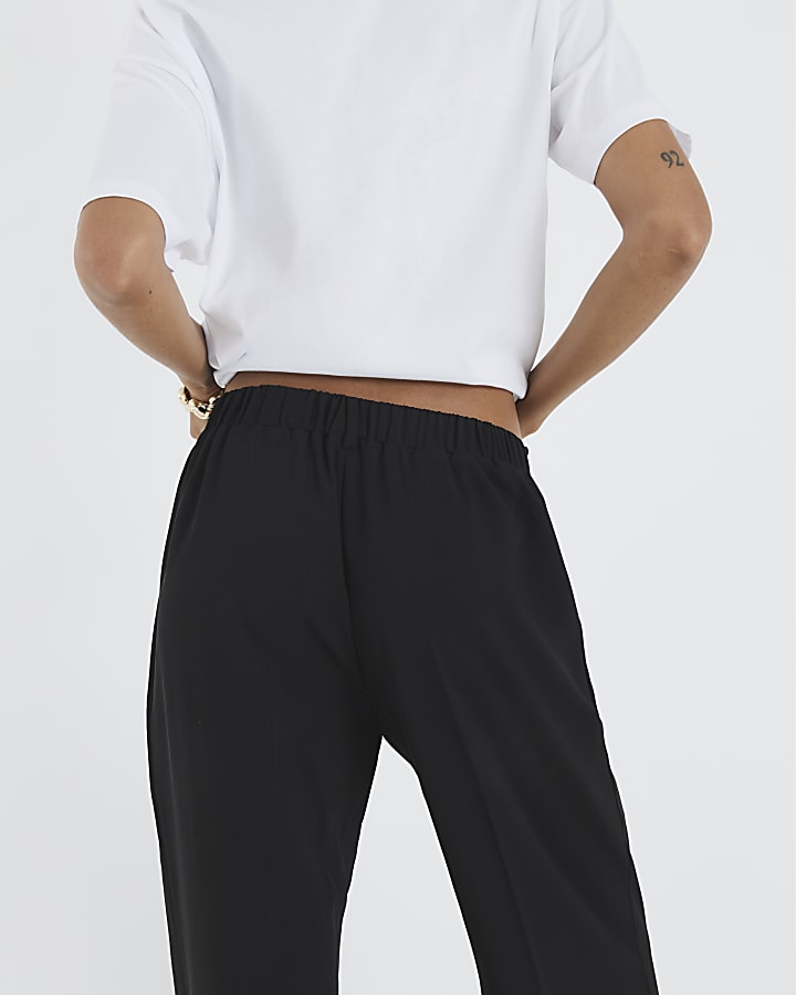 Black Elasticated Wide Leg Trousers