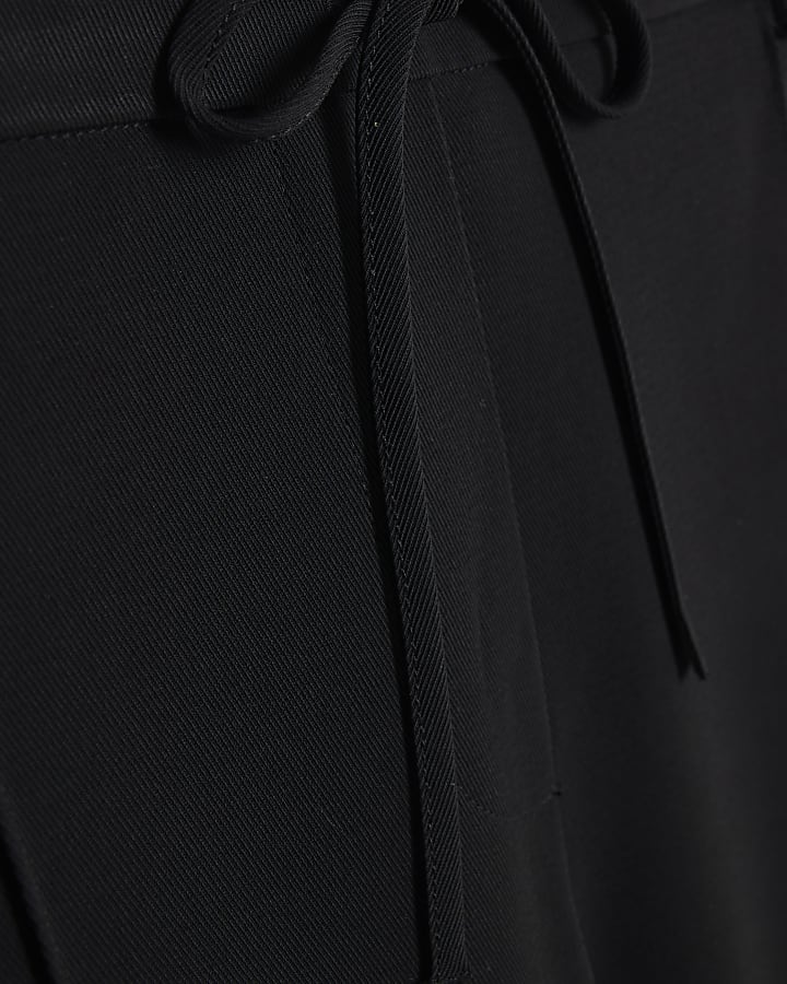 Black Elasticated Wide Leg Trousers