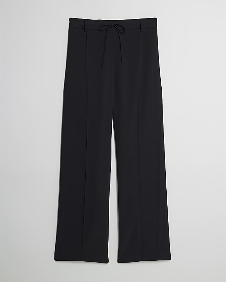 Black Elasticated Wide Leg Trousers